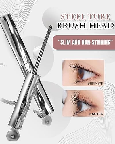 Iron Wand Mascara – Telescopic Tubing Mascara, Liquid Lash Extensions Effect, Waterproof & Long-Lasting, No Flaking, No Clumping, 3D Curling Wand for Bold, Defined Lashes (2 Black + Eyelash curler) thumbnail 6