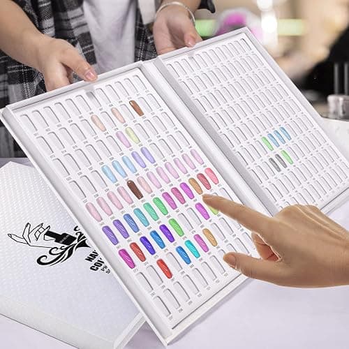 Noverlife Professional 216 Nail Colors Chart, White Nail Gel Polish Display Card Book, Nail Art Salon Nail Design Display Booklet, Nail Color Swatches Nail Practice Card Design Board thumbnail 2