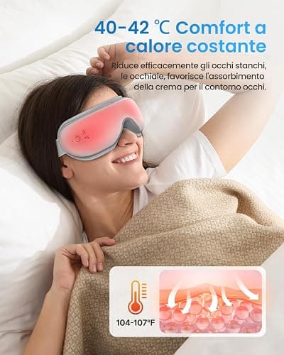 RENPHO Eyeris 1 - Massaggiatore per gli occhi con riscaldamento, Maschera occhi con musica Bluetooth per l'emicrania, Relax e affaticamento occhi, Massaggiatore riscaldato per occhi e viso thumbnail 3
