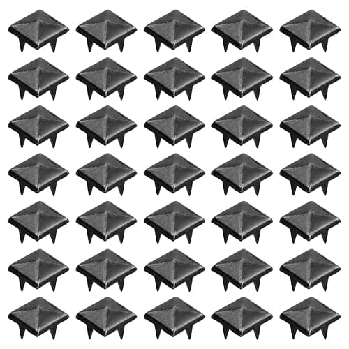 Hoxfly 100Pcs Square Rivets, 10 mm Four Jaw Square Spike Studs, DIY Leathercraft Spike Rivets, Metal Pyramid Rivet Studs for Leather Clothing Shoes Bracelets Handbags DIY Punk Rock Jewelry (Gun Black) thumbnail 8