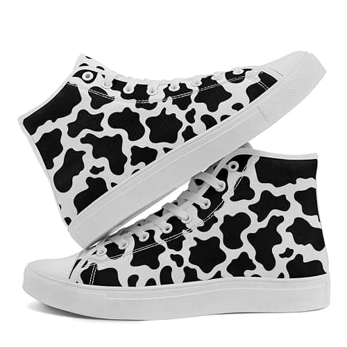 Cow Print Canvas High-Top Shoes for Women, Men's Fashion Sneakers for Streetwear Casual Wear Trendy Outfits thumbnail 5
