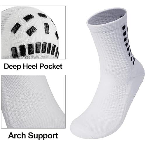 Elfcool Soccer Socks with Grip, 6 Pairs Non-Slip Pads Athletic Grip Soccer Socks for Men Women - One Size - 4 Pairs-white thumbnail 4