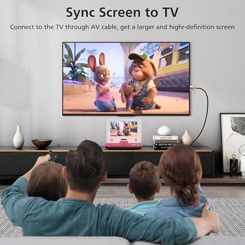 11.5" Portable DVD Player for Kids and Car, 9.5" Swivel HD Screen with 4-6 Hours Built-in Battery, Support Sync Screen to TV, Support SD Card/USB/Multiple Disc Formats (Red) thumbnail 5