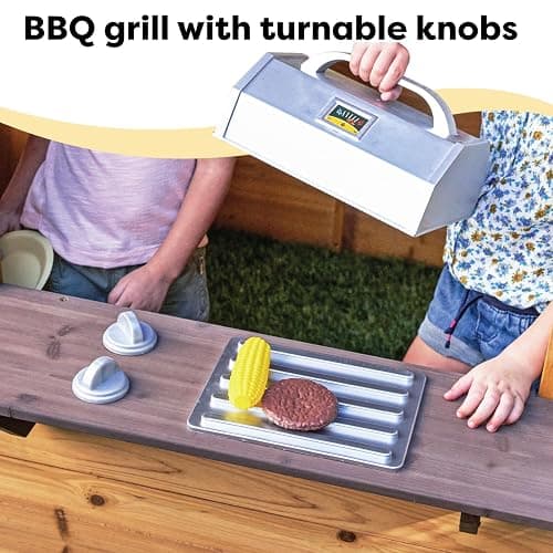 KidKraft Modern Outdoor Wooden Playhouse with Picnic Table, Mailbox and Outdoor Grill ,Gift for Ages 3+ thumbnail 8