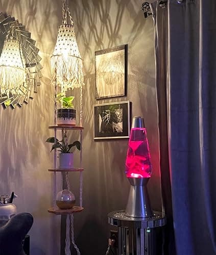 QIYIZM Boho Plug in Pendant Light Hanging Light with Plug in Cord,Dimmable Switch Hanging Lamp Macrame Lamp Shade and Plant Holder Shelf Indoor for Bohemian Decor Bedroom Corner Living Room thumbnail 3