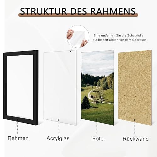 QPQIYIY Bilderrahmen 30x40 cm 3er set, Schwarz Bilderrahmen 40x30 Hergestellt aus Holzwerkstoff, Rahmen 30x40 Ideal für Fotos, Bilder, Poster thumbnail 5