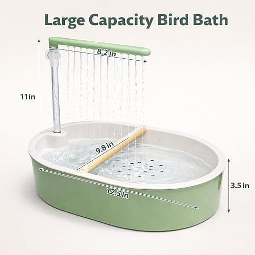 Indoor Bird Bath Fountain, Dual Rainfall Parrot Shower with Anti-Clog Pump & Filter Sponge, Adjustable Water Flow, Natural Beech Wood Perch, Bird Shower Spa for Parakeet, Cockatiel, Lovebird thumbnail 5
