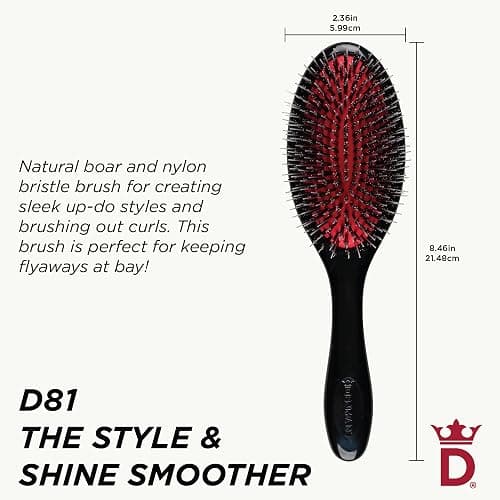Denman Boar Bristle Hair Brush – Smoothing & Shine Enhancing for Slick Back Styles, Curl Defining & Detangling. Hairbrush with Natural Bristles for all Hair Types for Women & Men thumbnail 2
