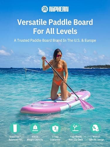Niphean 10' Inflatable Paddle Board, Ultra-Light SUP for Beginners | Versatile Yoga Paddle Board with Durable SUP Accessories, 400lbs Capacity, Stand Up Paddle Boards for Adults & Youth thumbnail 2