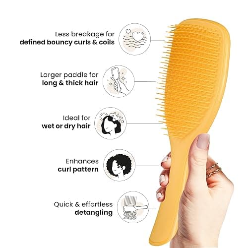 Tangle Teezer Large Naturally Curly Ultimate Detangler Hairbrush for 3C-4C Curly Coily Hair - Two-Tiered Teeth Define Curls & Reduce Frizz - Daffodil Yellow thumbnail 5
