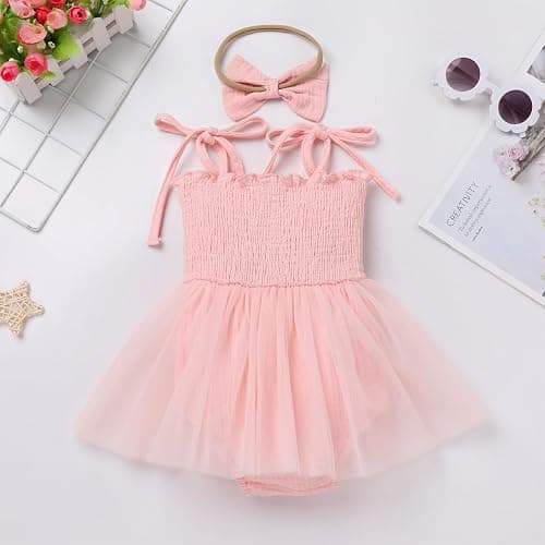 IBTOM CASTLE Baby Girl 1st Birthday Outfit Floral Strawberry Smocked Tutu Dress One Year Old Birthday Cake Smash Photoshoot thumbnail 2