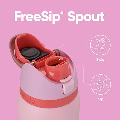 Owala FreeSip Insulated Stainless Steel Water Bottle with Straw for Sports and Travel, BPA-Free Sports Water Bottle, 32 oz, Pink, Angel Food Cake thumbnail 2