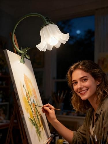 DSYHYL Clip on Light Flower Desk Lamp, LED Reading Light 3 Color Modes Eye-Caring Book Light Flexible Gooseneck Bedside Clip on Lamp for Desk Piano Office Bed Headboard Dorm (Green Lamp) thumbnail 8