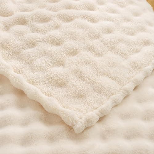 YUSOKI Luxury 3D Bubble Throw Blanket 2lb,All Ages,Home Decoration, (Ivory,50 * 60inches) thumbnail 7