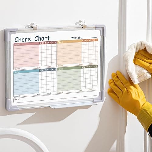 Lincia 12 x 16 Magnetic Dry Erase Chore Chart Board for Family Adults Double Side Family 2 in 1 Combo Chore Board Weekly Calendar Aluminum Frame for Wall 8 Markers 1 Eraser(Multiple People Style) thumbnail 2