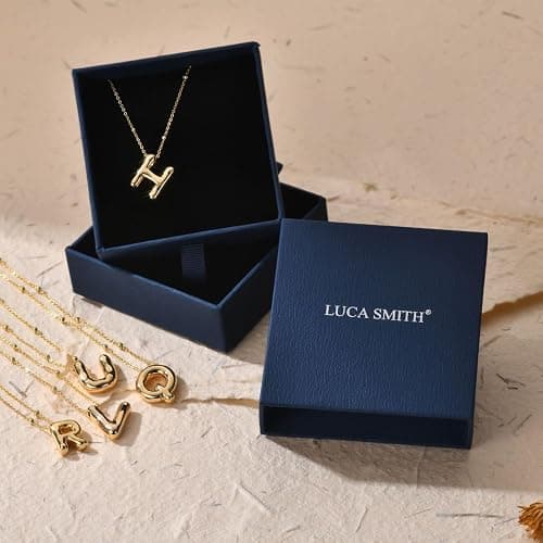 LUCA SMITH Initial Necklaces for Women, Dainty Balloon Bubble Letter, Name Letter Alphabet Pendant Layered Choker Chain Jewelry Gift thumbnail 6