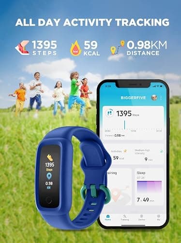 BIGGERFIVE Vigor 2 Kids Fitness Tracker Watch for Girls Boys Ages 5-12, IP68 Waterproof, Activity Tracker, Pedometer, Heart Rate Sleep Monitor, Calorie Step Counter Watch thumbnail 2