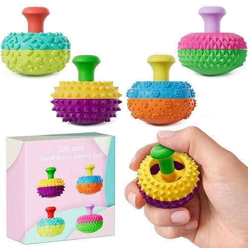 Silicone Thumb Rocker Fidget Toys for Kids Adults ,4PCS Stress Relief Sensory Toys for Autism ADHD Anxiety,Fun Textures Gadgets,Office Desk Toy,Stocking Stuffers for Women Men Teen Gifts - Image 1