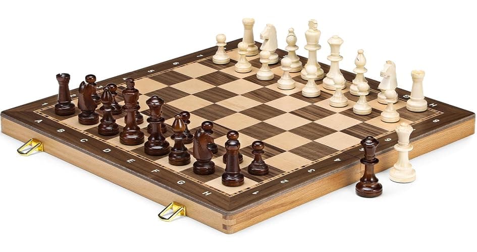 Peradix 19" Wooden Chess Set, Folding Tournament Chess Board with 3.75" King, 2 Extra Queens, Classic Professional Chess Game for Adults & Kids thumbnail 9
