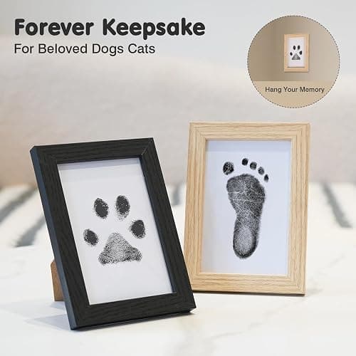 catose Inkless Paw Print Kit for Dogs,Cats & Babies - Clean Touch Dog Nose & Baby Handprint Kit,Mess Free Dog Paw Print Kit,4-Pcs Ink Pads & 2 Wooden Frames - Keepsake Gifts for Pet Lovers,New Moms thumbnail 2