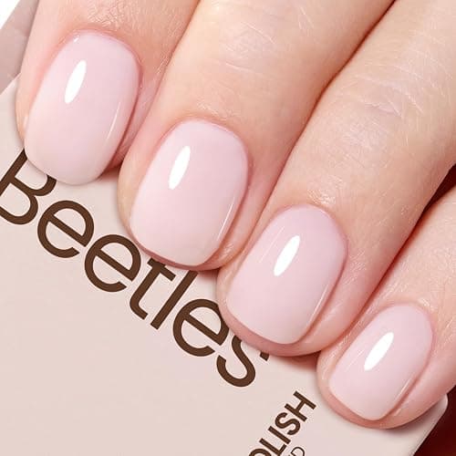 Beetles Milky Pink Gel Nail Polish, 15ml Nude Pink Jelly Neutral Gel Polish | Translucent Sheer Base Color Nail Concealer Soak Off UV LED Nail Lamp French Nail Art Gift for Women - Image 1