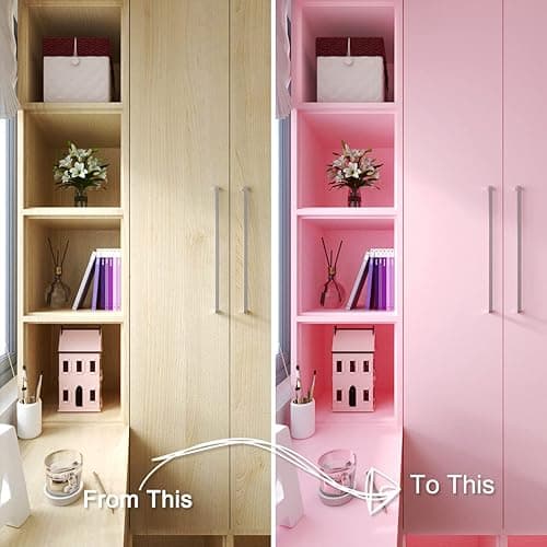 Decotalk Pink Wallpaper Peel and Stick Contact Paper for Cabinets Decorative Pink Wallpaper for Bedroom Girls Decorative 17.7x120inch Solid Color Wallpaper Vinyl Pink Contact Paper for Walls Removable - 12"x120" Pink thumbnail 6