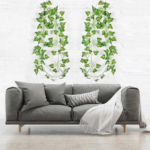 KASZOO 84Ft 12 Pack Artificial Ivy Garland Fake Plants, Vine Hanging Garland, Hanging for Home Kitchen Garden Office Wedding Wall Decor, Green thumbnail 8