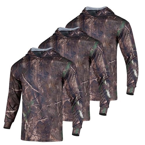 WISIGO Camo Hoodies 3pcs Hunting Long Sleeve Camouflage Shirts for Men Lightweight Essentials Fishing Hiking Hooded - Image 1