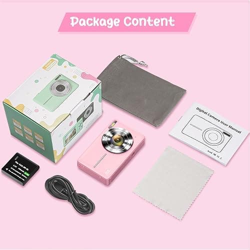 Digital Camera 1080P 44MP Vlogging Camera for Kids Teens, FHD Compact Portable Photo Camera with 2.4" Screen 16X Zoom, Anti-shake Mini Camera for Beginners Students Boys Girls-Pink（No SD Card) thumbnail 7