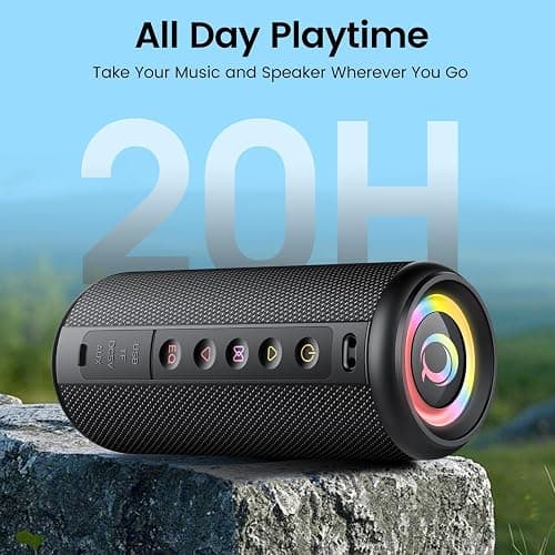 Portable Bluetooth Speaker, Bluetooth 5.4 Wireless Speaker with 20W HD Loud Stereo Sound, 20H Playtime, IP7 Waterproof, LED Lights, TWS Pairing, Built-in Mic, for Outdoor, Home, Party, Beach, Gift thumbnail 3