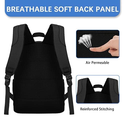 Goloni Backpack for Men Women,Travel Laptop Backpack, Water Resistant 17.3 Inch USB Charging Backpack, Large Capacity Work Commute Bag,Black thumbnail 3