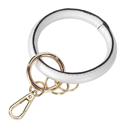 Junyuerly Wristlet Bracelet Keychain PU Leather Key chain Silicone Bangle Key Ring for Women Girls - Image 1