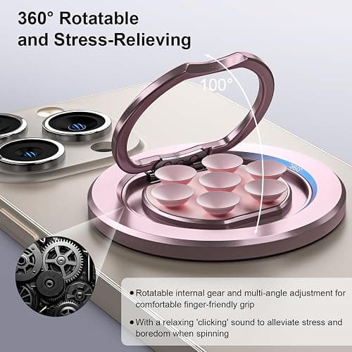 Magnetic Suction Cup Phone Mount Ring Holder for Mag Safe, Strong Grip Phone Stand for Mirror Selfies & TikTok Videos, 360° Rotatable Fidget Gadget for iPhone 16/15/14/13/16 Series thumbnail 3
