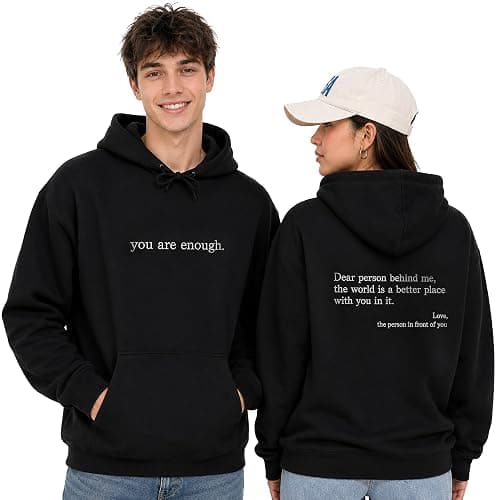 COUPLEHOODIES Embroidered You Are Enough Hoodie Dear Person Behind Me | Embroidered Positive Message Gift For A Friend Or Yourself - For Christmas A Graduation Or A New Chapter - Image 1