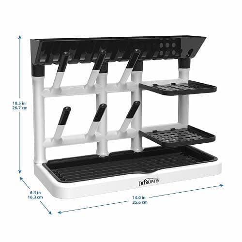 Dr. Brown's Drying Tower, Stand-Up Drying Rack, Countertop Baby Bottle Drying with Organized Storage for Baby Essentials, Space Saving Vertical Rack thumbnail 12