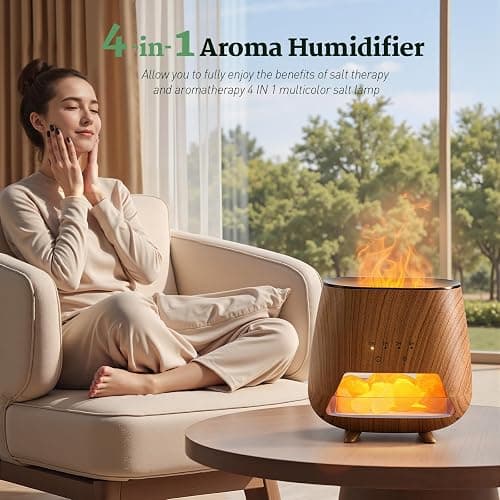 JJNJJN Essential Oil Diffuser for Home: 200ml Aromatherapy Diffuser with Himalayan Pink Salt Rock, Cool Mist Humidifier with Auto Off Function and 9 Colors LED Night Light for Bedroom thumbnail 2