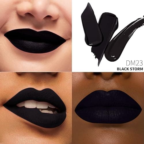 Depuplum Black Lipstick Matte for Women, Long Lasting Lipstick Smudge Proof No Transfer Goth Liquid Lipsticks, Cruelty Free Lip Makeup (DM23 Black Storm) thumbnail 2