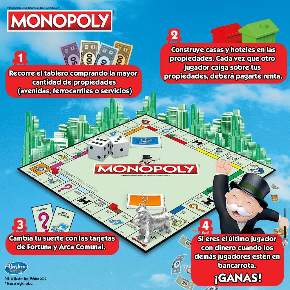 Hasbro Gaming Monopoly - Juego de Mesa de Negociar Propiedades con Bandeja de Almacenamiento y Tokens Grandes para 2 a 6 Jugadores a Partir de 8 años - Regalos de Navidad y Reyes Magos thumbnail 7
