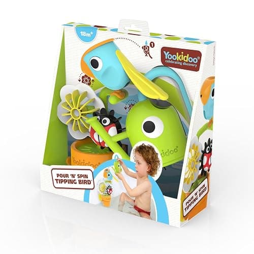 Yookidoo Watering Can Baby Bath Toy (Ages 1-3) Spinning Lady Bug & Tipping Bird Toy With 3 Moving Pieces (Mold Free) - Attaches To Tub Wall For Easy Toy Holder and Storage - For Toddler Bath Time thumbnail 7