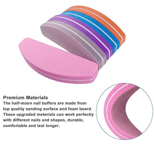 Nail File and Buffer (10 Pcs), Buffer Block Nail Files Double Sided 100/180 Grit for Acrylic and Natural Nails, fingernail Emery Board Buffing Blocks Manicure Set Nail Care kit Tool Halfmoon Arc thumbnail 4
