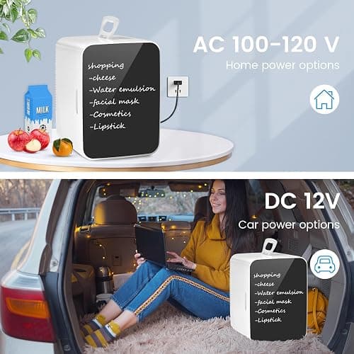 Electactic Compact Mini Fridge, 15 Can Portable Small Refrigerator with AC/DC Adapters, 10 Liter / 2.6 Gal Small Cosmetics Cooler for Beverage, Food, Skincare, Bedroom, Dorm, Office and Car, White - White - 10L(15 Cans) thumbnail 7