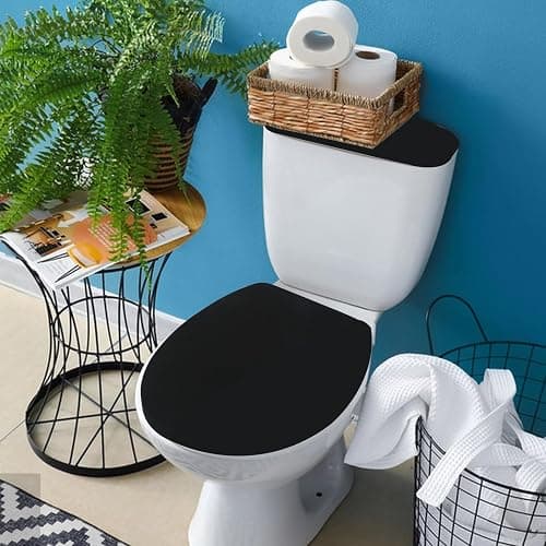 2Set Toilet Lid Cover and Toilet Tank Lid Cover Toilet Cover with Elastic Bottom Fabric Cover for A Lid Toilet Tank Toilet Top Cover Back of Toilet Tank Cover Replacement (Black) thumbnail 6