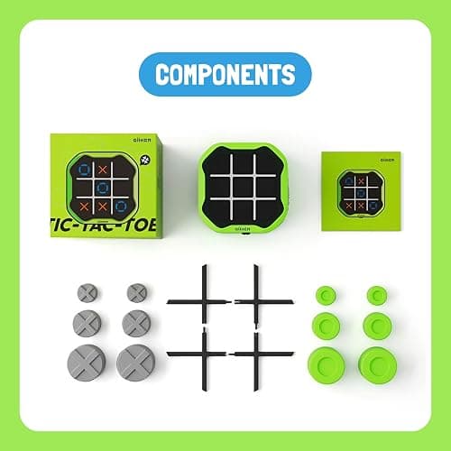 GiiKER Tic Tac Toe Bolt Game, Original 3-in-1 Handheld Games, Portable Travel Games for Car Ride, Toys Gift Idea for Kids and Adults, Stocking Stuffers Birthday Gifts for Boys Girls - Green thumbnail 7