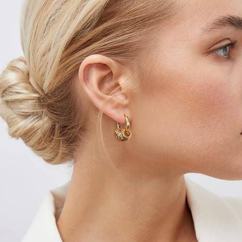 Milan Chiva 14K Gold Plated Small Huggie Dangle Earrings for Women Lightweight Trendy Heart Dainty Jewelry for Women thumbnail 3
