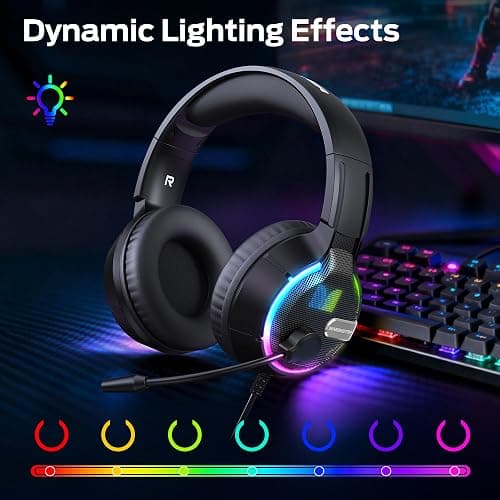 Monster Mission 320 Gaming Headset for PS5, PS4PC, Xbox One, Xbox Series X/S, Switch,Noise Cancelling Over Ear Headphones with Mic, LED Light, 7.1 Surround Sound thumbnail 6