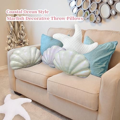 Marble Empire White Starfish Pillow for Couch and Bed, Coastal Decor Throw Pillow, Ocean Beach Theme Accent Pillow for Living Room thumbnail 5