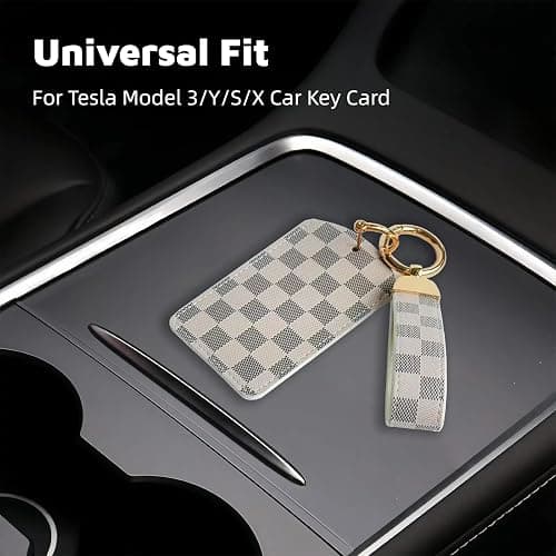 HBYPRO Leather Key Card Holder Compatible with Model 3/Y/S/X Key Protector Cover Accessories with Keychain Key Rings thumbnail 2