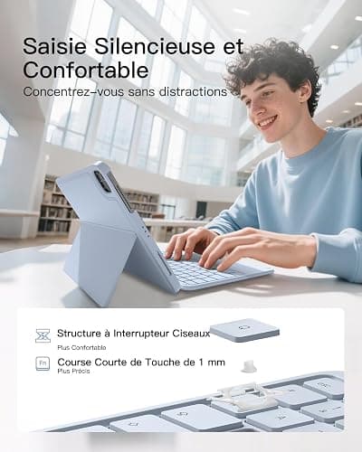 Inateck Coque Clavier pour iPad 11e/10e Gén, pour iPad 10e (10,9")/11e (2025 A16), Air 11" M3/M2, Air 6/5/4e, Pro 11 4e-1re, Clavier Ultraléger Détachable avec Pavé Tactile, Bleu AceTouch thumbnail 7