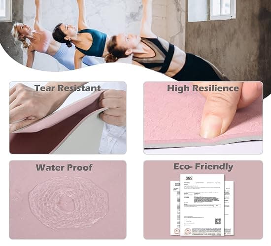 Yoga Mat Non Slip, Pilates Fitness Mats, Eco Friendly, Anti-Tear 1/4" Thick Yoga Mats for Women, Exercise Mats for Home Workout with Carrying Sling and Storage Bag thumbnail 3