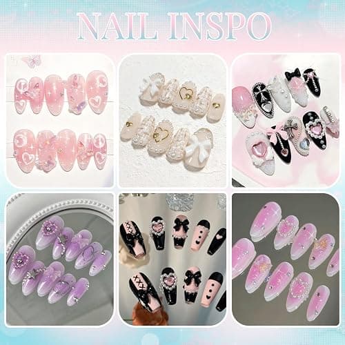 Skriist 1500PCs Multicolor 3D Nail Charms Set for Acrylic Nails Design DIY Decoration, Assorted Heart Star Rose Butterfly Cute Nail Jewels Nail Art Rhinestones with Pickup Tool thumbnail 7